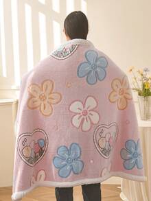 1 chiếc chăn dày ấm áp, mềm mại, họa tiết hoa màu hồng và be, thích hợp để trang trí nhà cửa, giường, ghế sofa, văn phòng, phòng, ký túc xá, có thể giặt bằng máy - Hồng - Xem 7