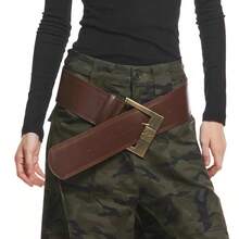 Spicy Girl Style Wide Belt For Women, Vintage Melad Style Waist Slimming Belt, Elegant High-End Belt For Matching Skirts, Fashionable Elegant Belt For Women - 棕色 - 查看 4