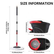 Rotating Mop With Pedal - No-Wash Dual-Drive Telescopic Pole 360° Spinning Mop Bucket Set - For Household, Kitchen, Bathroom & Office Cleaning - With 3 Microfiber Pads & Large Area Sweeping