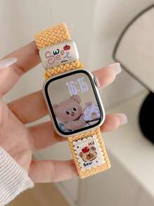 1PC Creative Hat Bear Nylon Braided Strap Compatible With Apple Watch Band S10 42/46mm 49Ultra Adjustable Magnetic Woven Fabric Loop 9 8 7 6SE 5 4 3 2