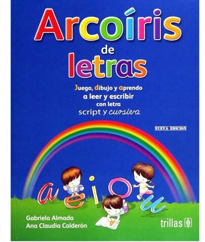 Arcoíris de letras con letra script y cursiva material didáctico niños