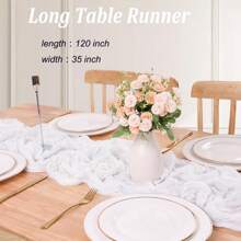 1 Stück mintgrüner Käsetuch Tischläufer, ca. 300 cm lang, Boho Gaze Tischdecke für Frühling, Esszimmerdekoration, Hochzeit, Babyparty, Teegesellschaft