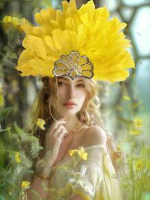 1 件女士羽毛头饰羽毛亮片头饰狂欢节头饰服装歌舞女郎配饰，万圣节