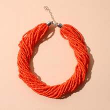 1pc Boho Multilayer Pearl Necklace, Elegant Minimalist Sexy Choker Necklace, Sweet Elegant Collarbone Chain, Brown, Rose Red, Black, White, Gifts For Ladies