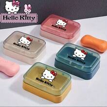Sanrio 1pc Sanrio Hello Kitty Cartoon Soap Dish With Lid – Cute Home & Bathroom Decor For Fall And Back-To-School Season