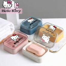 Sanrio 1pc Sanrio Hello Kitty Cartoon Soap Dish With Lid – Cute Home & Bathroom Decor For Fall And Back-To-School Season