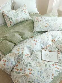 三件套花卉图案被套套装，床上用品，超柔软亲肤被套，水洗处理，花卉印花被套套装，包含枕套，不含被芯，适用于单人床、双人床、大号床、特大号床，四季皆宜，家居装饰，床上用品礼品，可机洗