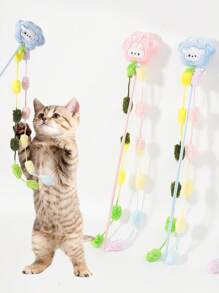 1 pieza Juguete interactivo de gato con cuerda elástica para colgar - Juguete colgante gracioso y divertido para mascotas