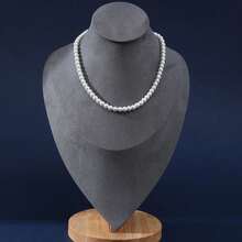 Estante de almacenamiento de collares con retrato de terciopelo, soporte para presentación de joyería con Base de madera, soporte para busto de maniquí, 1. CWO6 - Rosa M - Ver 6