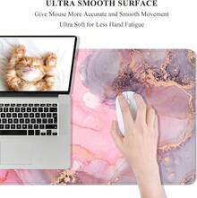 Alfombrilla de escritorio, alfombrilla de mouse, 32 x 12 pulgadas, XXL extendida para juegos, decoración de escritorio, alfombrilla de mouse XL para laptop y teclado. - Mármol rojo rosa - Ver 5