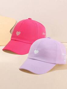 2 件爱心刺绣半天顶棒球帽女士太阳帽，可扎高马尾，适合返校、户外运动和日常休闲活动
