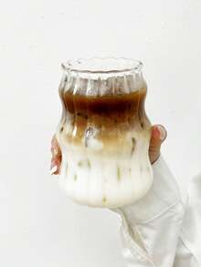 1 Peça/4 Peças Xícara de Café de Vidro de 550ml (Sem Canudo) para Uso Doméstico, Adequada para Mulheres, Xícara para Bebida, Chá com Leite. Xícaras de Vidro com Ondas Estéticas, Copos Ondulados, Copos de Vidro Transparentes para Café Gelado, Utensílios de Vidro Modernos e Únicos