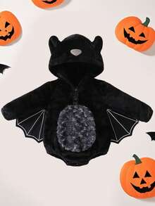 Bat Costume For Baby Boy Girl Halloween Costumes Warm Hooded Bat Outfit Baby Halloween Clothes 3 6 12 18Months - Black - View 1