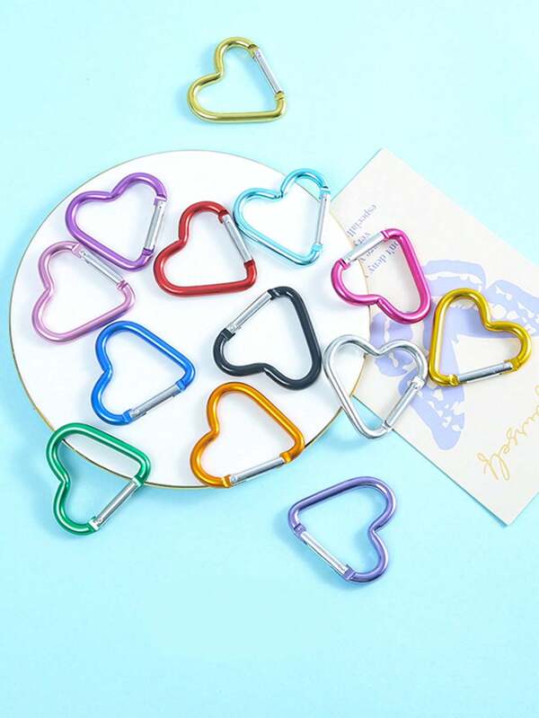 Mosquetón con forma de corazón, de aleación de aluminio para hombres y mujeres, para uso en escalada al aire libre, mochilas y uso diario