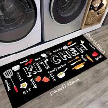 1/3 piezas Juego de alfombras de cocina, alfombra de poliéster tejida antideslizante, lavable a máquina, alfombra rectangular ligera con diseño de comida y vajilla, adecuada para dormitorio, sala de estar, comedor, cocina, baño