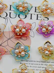 20/50/100 piezas Flor de 5 pétalos con borde dorado de 25mm para decoración DIY, adecuado para joyería, zapatos, ropa, bolsos, regalos