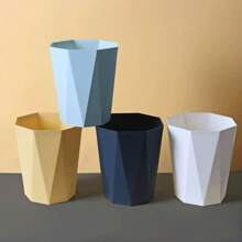 1 pieza Cubo de basura de gran capacidad de estilo nórdico de lujo, adecuado para oficina, cocina, dormitorio, baño, disponible en negro, blanco, amarillo y otros colores, práctico cubo de basura en forma de diamante para uso doméstico y de oficina