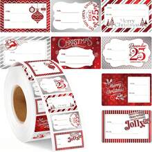 Etiquetas de presente de Natal 1 rolo - Etiquetas autoadesivas para embrulho de presentes - Designs festivos com saudações de Feliz Natal