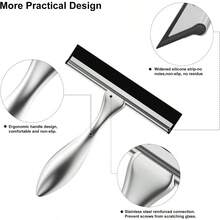 Peafowl Shower Squeegee Stainless Steel Bath Squeegee For Shower Glass Doors Bathroom Windows Kitchen Mirror And Car Glass With Hooks Holder Brushed Silver 6 Inch Newly Listed - 6寸+拉絲銀 - 查看 4