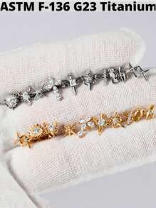 1PC G23 Titanium Zirconia Hexagram Lip Studs Internal Thread Zirconia Butterfly Ear Helix Tragus Cartilage Helix Earrings Body Piercing Jewelry