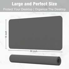 Tapete de computadora de piel sintética de 48 x 17 pulgadas, tamaño XXG, protector de computadora impermeable, antideslizante, ultra delgado, para computadora portátil, para oficina, hogar, - Café integral - Ver 5