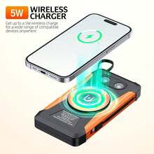 Pin dự phòng năng lượng mặt trời 20000mAh, Bộ sạc di động, Bộ sạc điện thoại di động có đèn pin kép sáng tích hợp 2 dây cáp, Bộ pin ngoài cho mọi thiết bị di động, Thích hợp cho kỳ nghỉ hè, du lịch/cắm trại ngoài trời và nguồn điện dự phòng khẩn cấp - Màu xanh lam - Xem 5