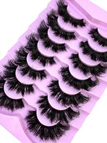 7 Pairs Extension Thick Long Reusable Extended Makeup Lashes 9D Faux Mink False Eyelashes, Multi-Layered Curly & Fluffy, Soft & Voluminous Drama Messy Mink Lashes, Cat Eye Shape, 18-25mm Ultra Long & Dense, Handmade Suitable For Beginners, Comfortable & Versatile For Holidays & Parties - Black - View 6