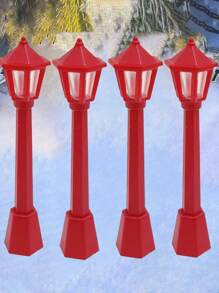 5PCS Red Mini Miniature Street Light Model Street Post Railway Train Post Lamp Outdoor Pathway Lantern Post For Dollhouse Decor Micro Landscape Home Decor Christmas Decorations Room Decor Christmas Winter