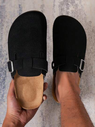 Casual Solid Color Mule Shoes, Comfortable Non-Slip Durable Soft Sole, Round Toe Design, Comfortable Fabric Upper, PVC Sole, Slip-On Closure, Suitable For Outdoor Activities For Boys In All Seasons, Available In Autumn/Winter Thermal Lined And All-Season Non-Lined Versions