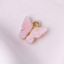 10pcs Light Color Butterfly Pendant Beads - Pastel Pink, Purple, Mint Green & White With Golden-Tone Metal Settings, High-Quality DIY Jewelry Making Supplies For Necklace, Bracelet, Earrings Crafting, Butterfly Jewelry, Creative Crafting, Feminine Style, Fine Craftsmanship, Craft Enthusiasts