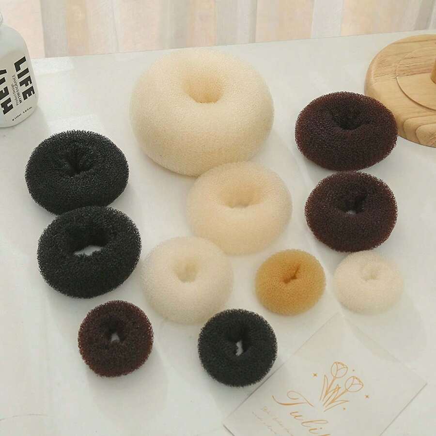 5 件甜甜圈发髻制作器，蓬松蓬松发髻造型工具，造型配件，花髻制作器，女士发型设计工具，可重复使用，发饰