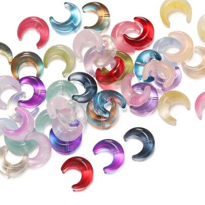 10pcs/Lot 13x15mm Moon Shape Glass Beads Charm For Necklace Bracelet Earring Handmade DIY Jewelry Making Accessories