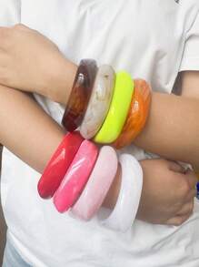 Brazalete de verano de acrílico de moda, de geometría cuadrada y colorida, de textura semi-transparente, adecuado para uso diario y de fiesta de las mujeres