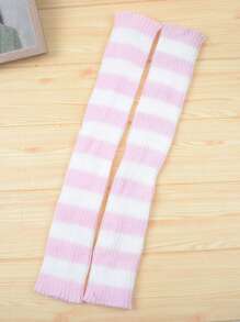 原宿风女款针织条纹腿套，长筒腿套，小腿腿套，保暖长袜，洛丽塔膝盖腿套，秋冬，Y2K