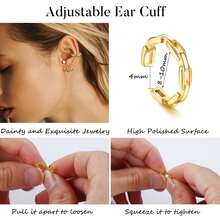 Ochais Non-Pierced Helix Ear Cuffs - Vàng - Xem 5