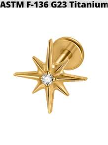 1PC G23 Titanium Zirconia Hexagram Lip Studs Internal Thread Zirconia Butterfly Ear Helix Tragus Cartilage Helix Earrings Body Piercing Jewelry