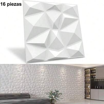 16pcs paneles decorativos 3D pegatinas de pared 3D, (paquete de 16, 30 cm x 30 cm), paneles decorativos 3D con diseño de diamante, decoración de pared moderna para dormitorio, sala de juegos y fondo de TV.