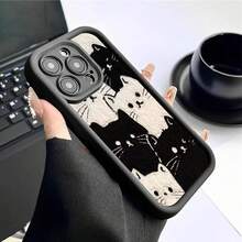 1 件卡通黑白猫防摔手机壳加厚防滑保护套适用于 、Honor、Redmi、Galaxy，防水防震防刮 - 黑色 - 查看 7