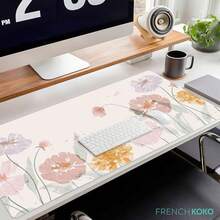 French KOKO Desk, Large Desk Pad Large Mouse Pad Cute Desk Accessories Home Office Essentials XL Desk Desk Pad Keyboard Mouse Desk Pads On Top Of Desks Computer Pink Floral Women Girls - 柔和的花朵 - 查看 2