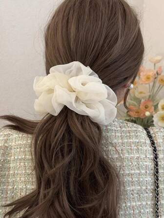 1pc Minimalist Mermaid Bubble Mesh Hair Scrunchie, Elegant Hair Tie, Women Hair Accessories For Spring/Summer, Casual ,Head Piece