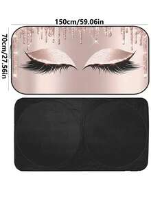 59.06" X 27.5" Foldable Car Windshield Sunshade - Innovative & Fun Auto Sun Visor Provides Maximum Protection, Keeps Your Vehicle Cool - Beautiful Eyelashes - View 5