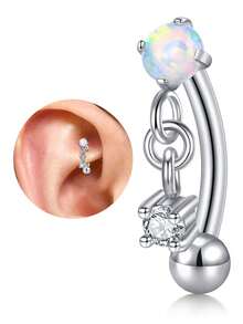 1 chiếc khuyên tai Rook Trang sức xỏ khuyên vàng bạc 16G 8mm Nhẫn lông mày Thép không gỉ Thanh cong Daith Hoa tai cho phụ nữ Mặt trăng Trái tim Bướm Sao Opal Hoa tai móng ngựa Vách ngăn Vòng Hoa tai xoắn ốc Nhẫn rốn Labret dọc Trang sức môi - Nhiều màu - Xem 16