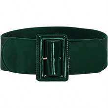 Women's Stretchy Belt 1950s 3 Inch Wide Elastic Belts - Dark Green - View 1