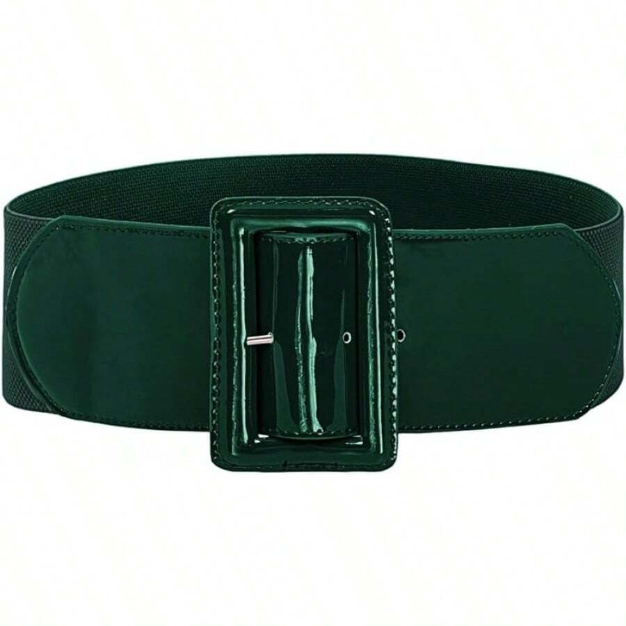 Women's Stretchy Belt 1950s 3 Inch Wide Elastic Belts - Dark Green - View 1