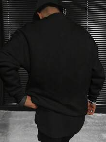 男式赛车印花圆领落肩长袖休闲宽松运动衫