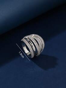 1pc Copper Material Luxurious & Sparkling Unisex Wide Face Ring - Yellow Gold - View 6