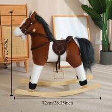 Baby Toys, A Brown Rocking Horse, Realistic Saddles, Reins, Holiday Gifts, Birthday Gifts - Cà phê nâu - Xem 6