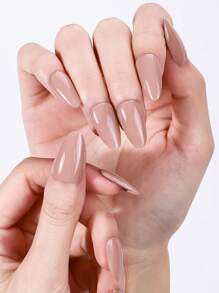 16 Tips Semi Cured Gel Nail Strips, Simple Plain Dirty Pink Orange Solid Color Design, Self-Adhesive Full Wrap Nail Art, Need To Use With UV Lamp, Easy To Apply And Remove, Suitable For Women And Girls Daily Party Dating DIY Nail Art Use