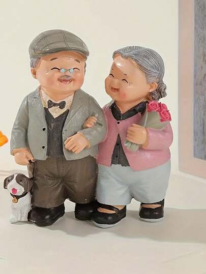Figurine en résine d'un couple de personnes âgées avec leur chien bien-aimé, peinte à la main, symbolisant l'amour et la compagnie, convenant à divers styles de pièces, idéale pour la décoration intérieure/extérieure, également un excellent cadeau pour Thanksgiving, la Saint-Valentin, la Fête des Pères, la Fête des Mères, la décoration de la maison, les anniversaires, les remises de diplômes, etc.