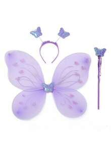 1pc Cute & Delicate Angel Butterfly Wings Headband & Wand Props, Wings Decor For Travel, Photography, Christmas Costumes, Birthday Party Games, Stage Performance Accessories - Multicolor - View 15